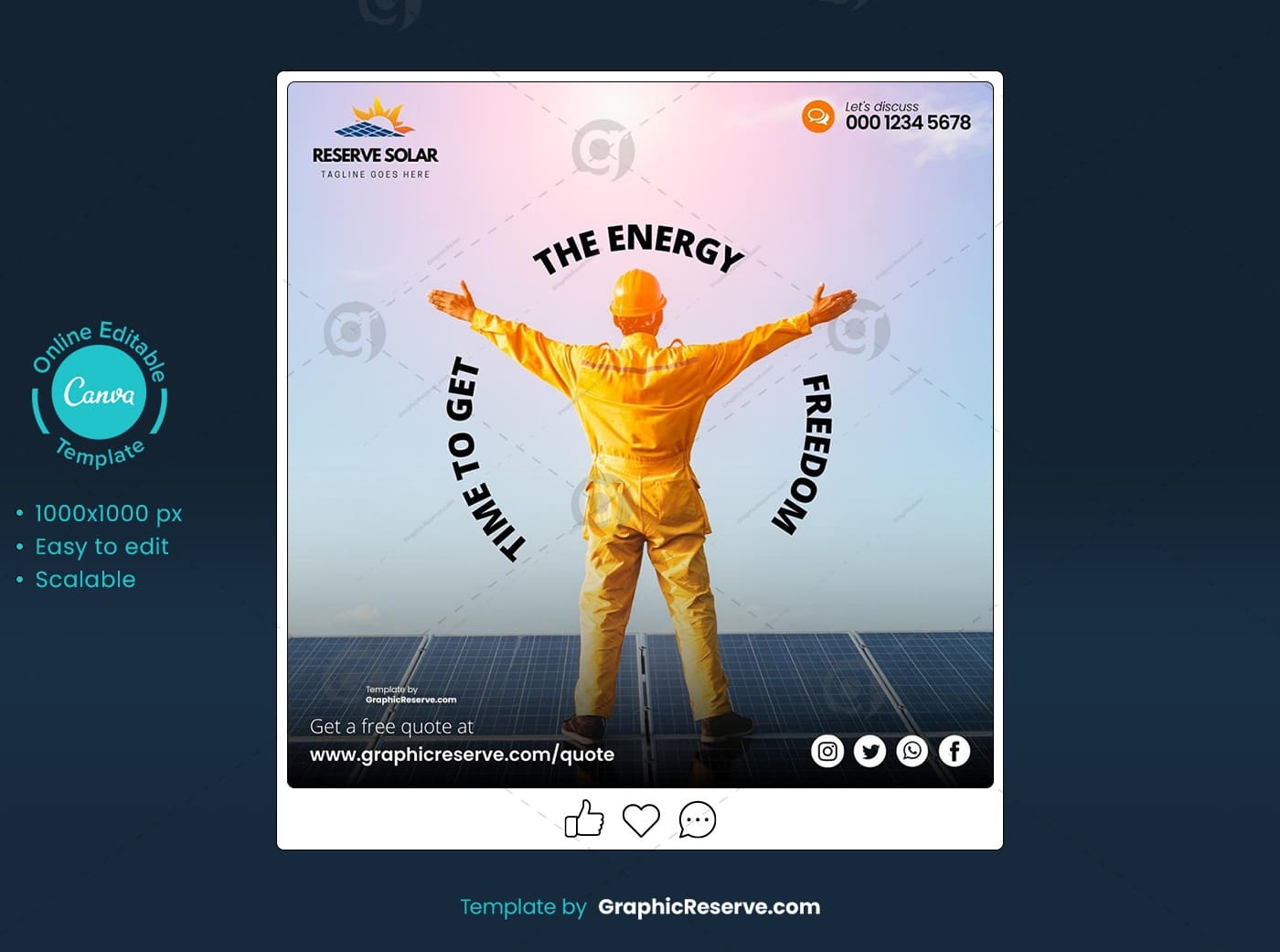 Solar Instagram Post Canva Design Template Graphic Reserve