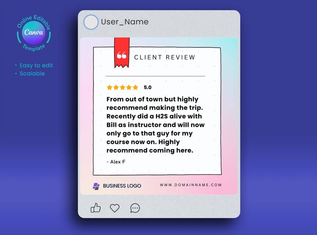 Google Review Social Media Post Design Canva Template Graphic Reserve