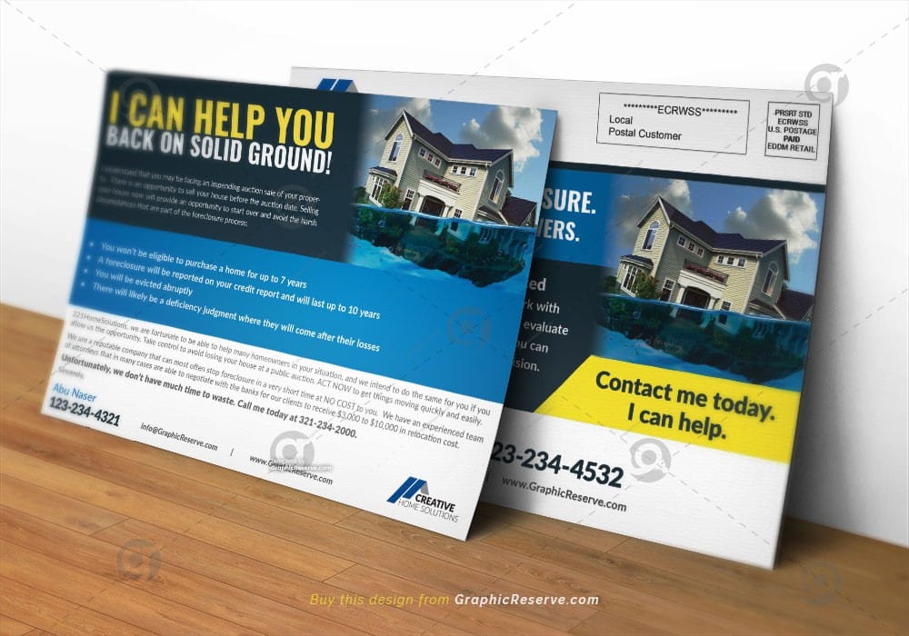 Real Estate Foreclosure Direct Mail EDDM Postcard Template - Graphic ...