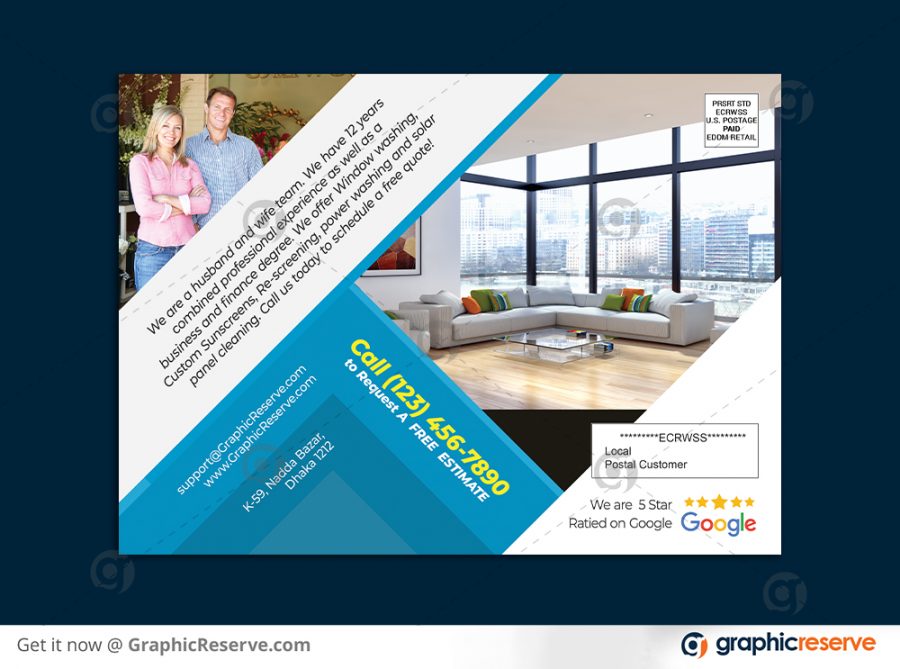 window cleaning service EDDM Postcard Back Preview