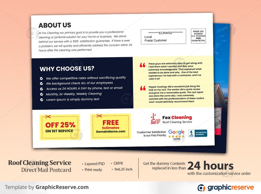 Roof Cleaning Service Eddm Postcard template