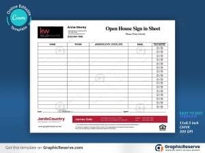 Open House Sign in Sheet Canva Template