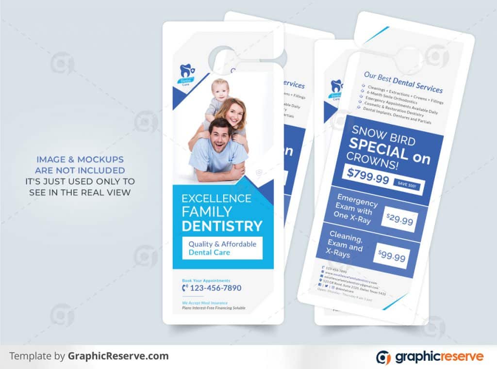 Dental Promotional Door Hanger template by stockhero on Graphic Reserve Dental Door Hanger v2