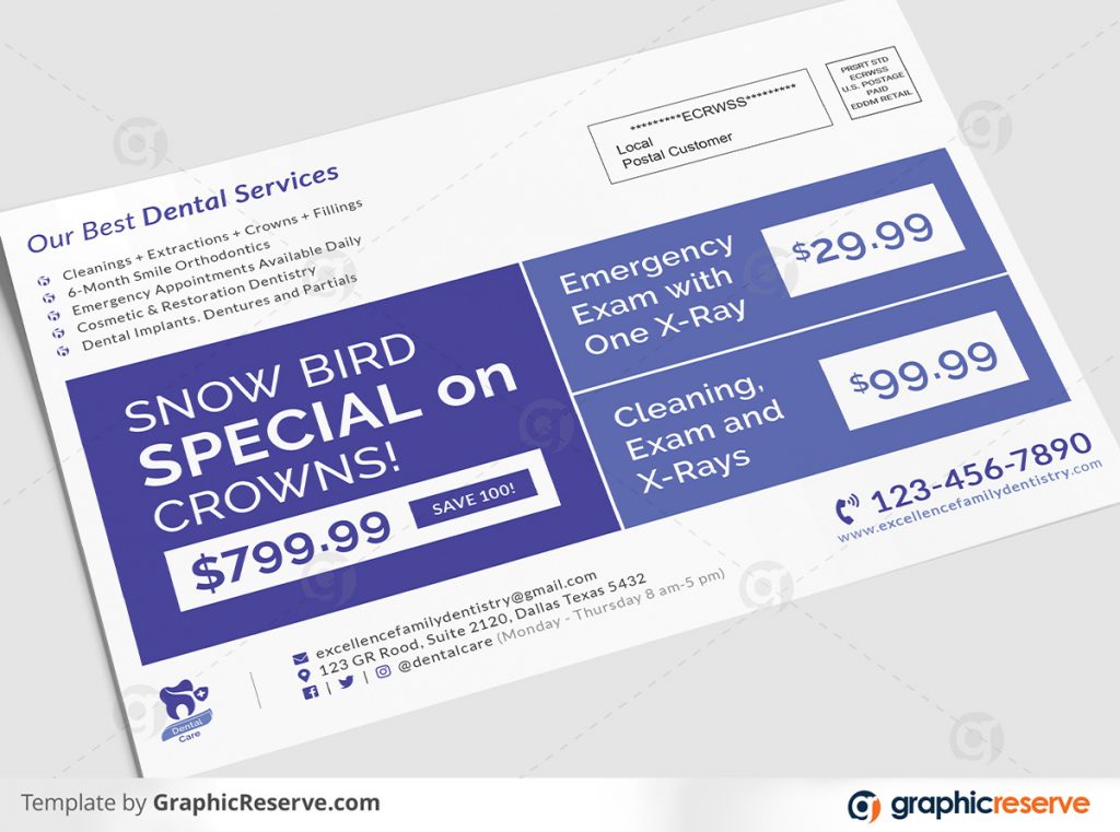 Dental Promotional EDDM Postcard by stockhero Dentistry Postcard Direct Mail EDDM Postcard Dental Postcard v1