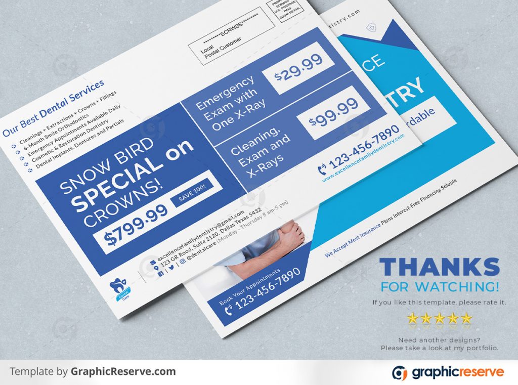 Dental Promotional EDDM Postcard by stockhero Dentistry Postcard Direct Mail EDDM Postcard Dental Postcard v3
