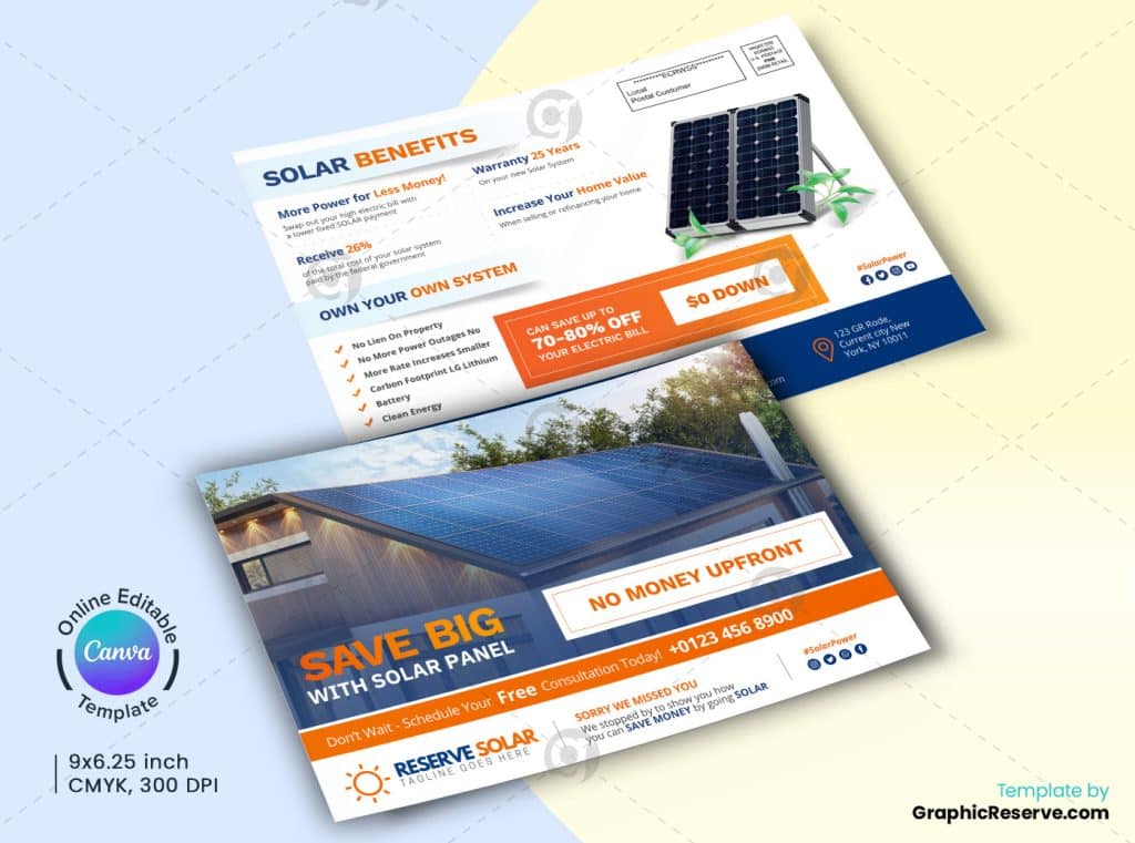 Save Big with Solar Canva EDDM Mailer Design