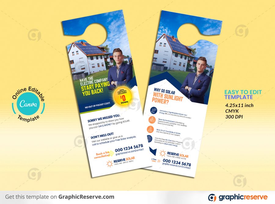 43499 Solar Door Hanger Design Canva Template