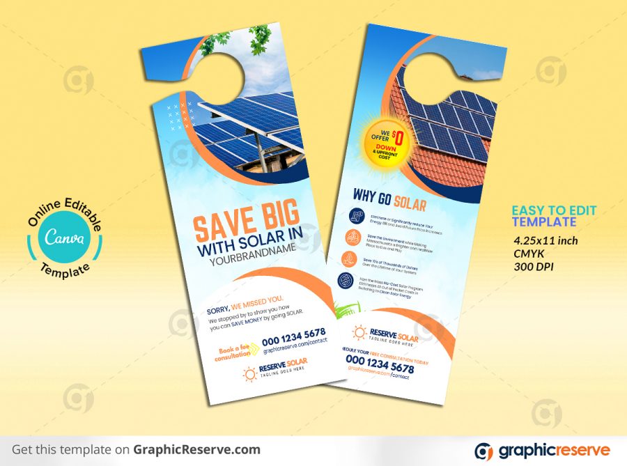43504 Solar Door Hanger Design Canva Template