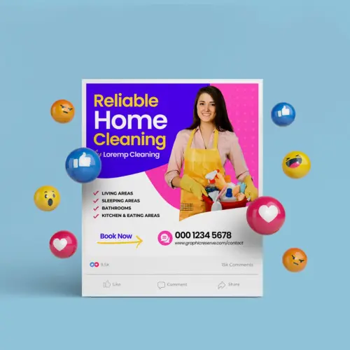 Cleaning Service Social Media Post Canva Template (Feminine Theme)