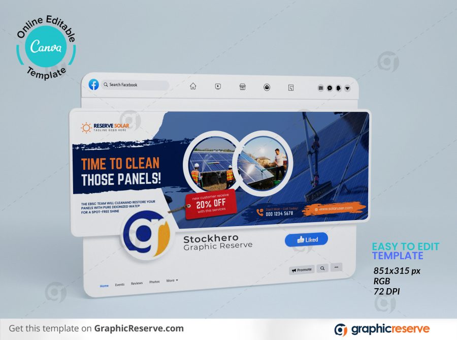 Solar Facebook Cover Design Canva Template