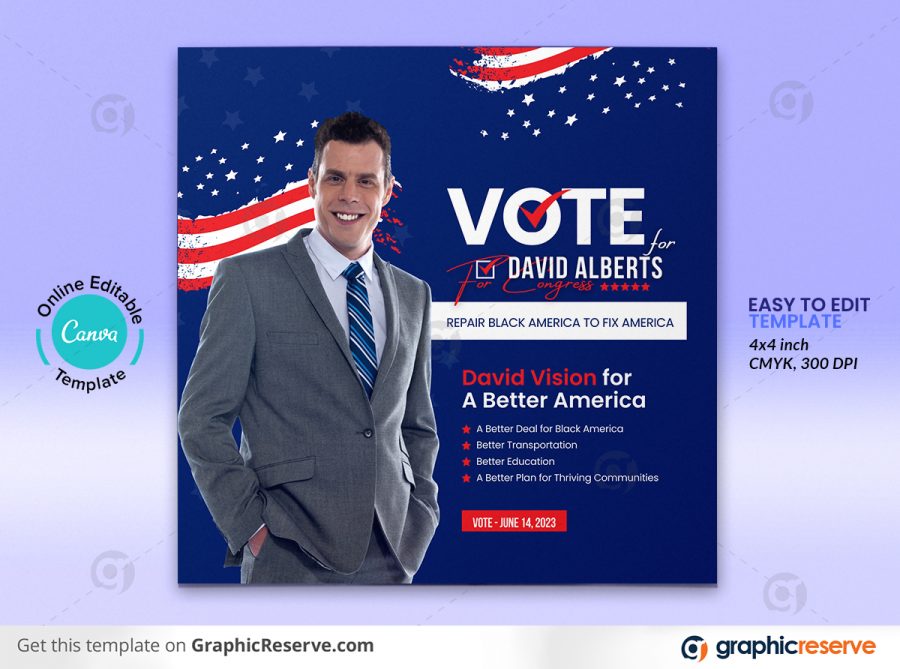 43734 Political Square Flyer Canva template