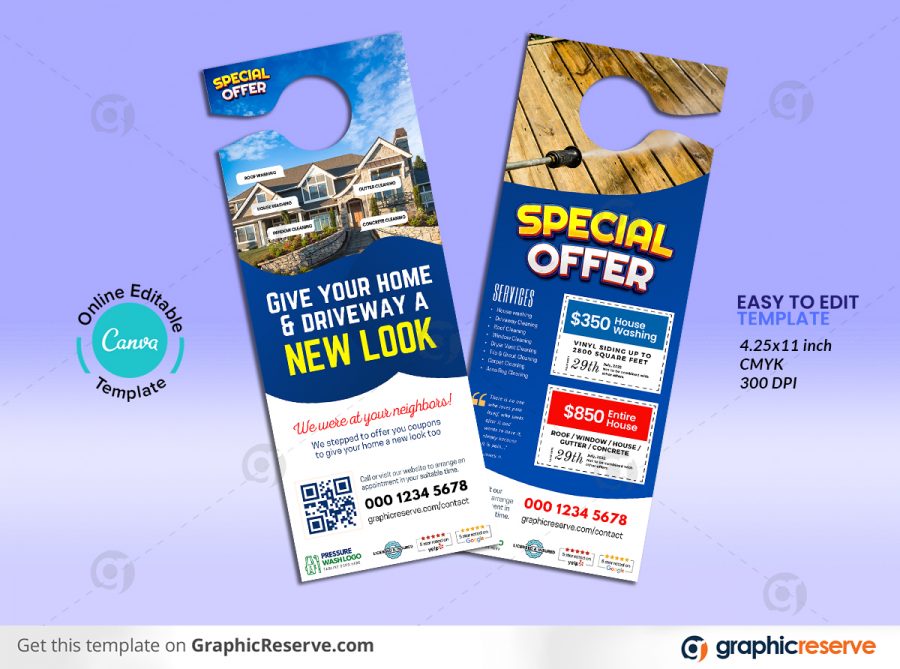 43762 Exterior Home Cleaning Door Hanger Design Canva template Preview1