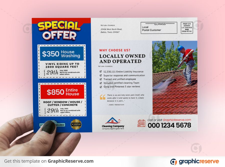 43769 Exterior Home Cleaning Direct Mail EDDM Postcard Canva template Preview2