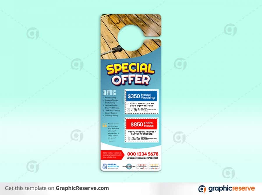 43774 Pressure Washing Door Hanger Design Canva template Preview2