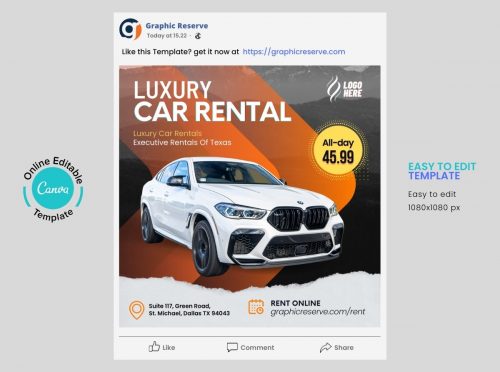 Car Rental Social Media Post canva template