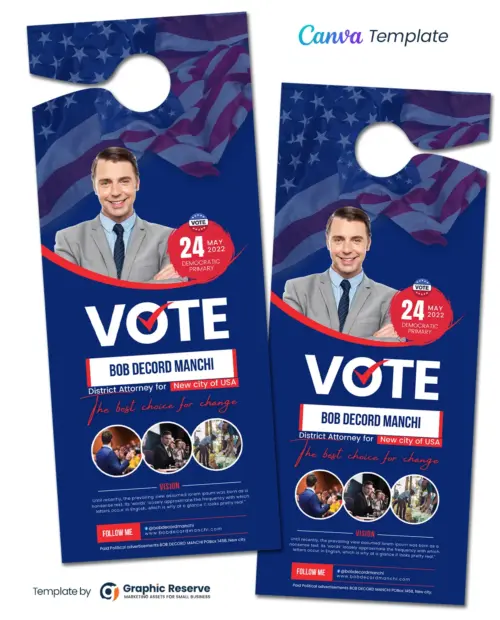 Election Campaign Political Door Hanger Design (Canva template)