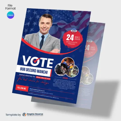 Election Campaign Flyer Canva Template – Professional Political Design