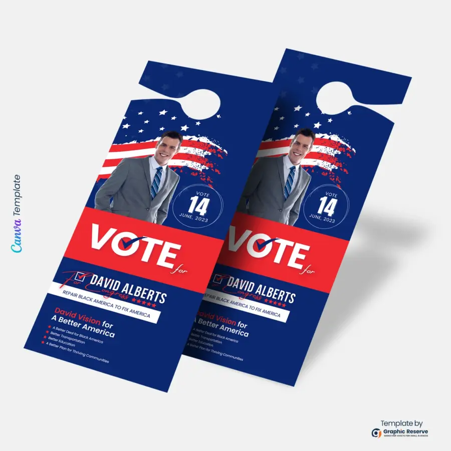 Political Door Hanger Design for Election Campaigns | Printable & Canva Editable Template
