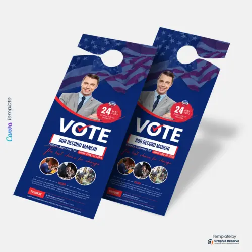 Election Campaign Political Door Hanger Design (Canva template)