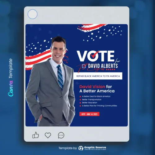 Election Campaign Political Square Flyer (Canva template)