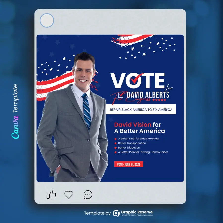Political Social Media Poster Design Canva Template