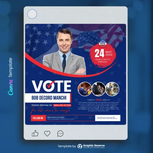 Election Campaign Political Square Flyer (Canva template)
