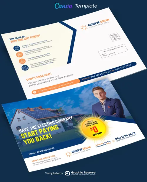 Solar Postcard & Direct mail EDDM template (Canva File)
