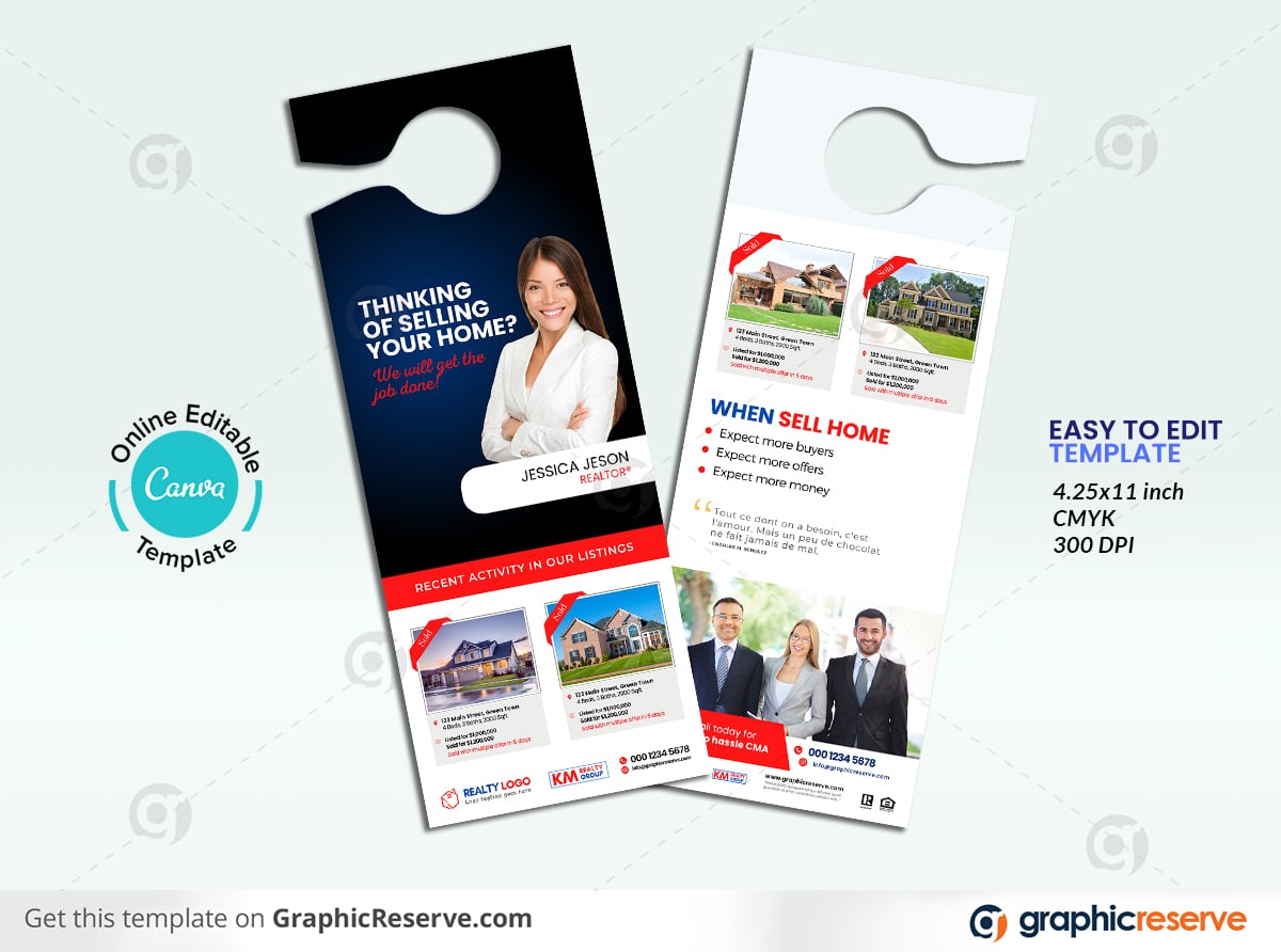 Just Sold Real Estate Door Hanger Design (Canva template) - Graphic Reserve