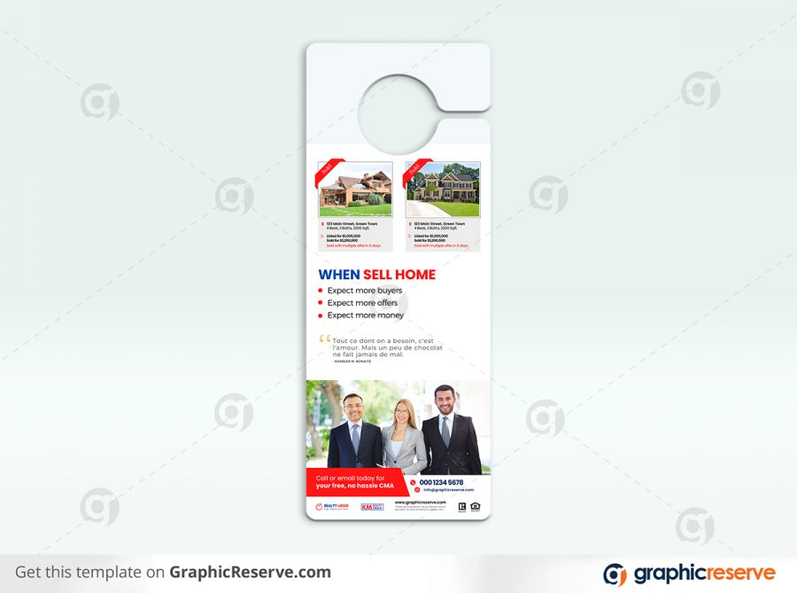 43799 Just Sold Real Estate Door Hanger Design Canva template P2