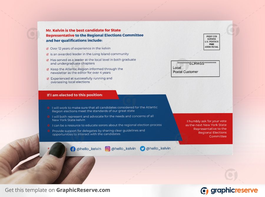 43809 Political Election Voting EDDM Mailer Postcard Canva template P2