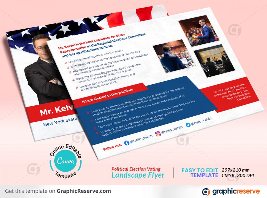 43819 Political Election Voting Landscape Flyer Canva template P2