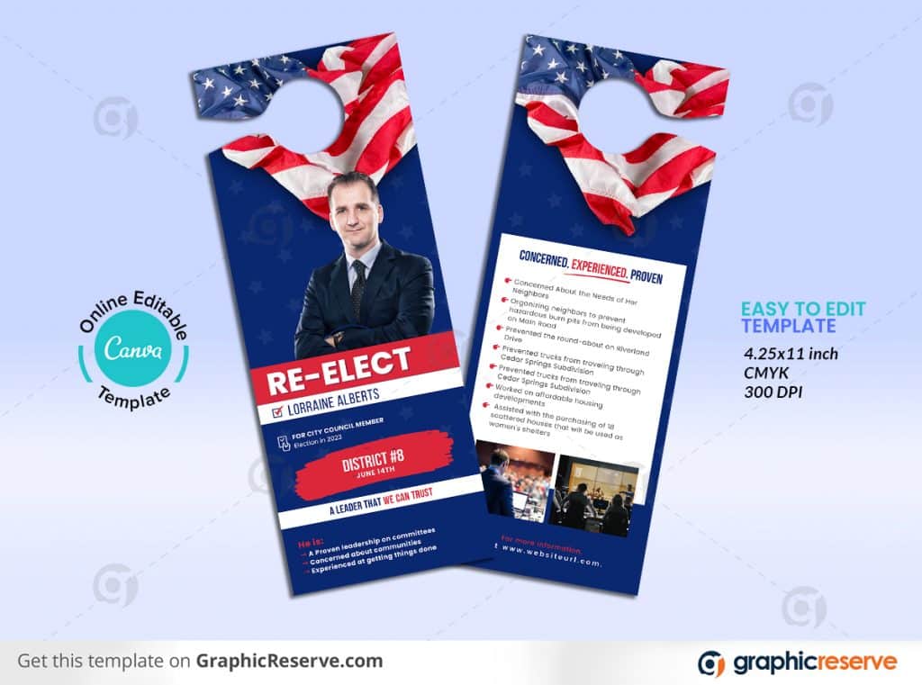 Political Re Election Door Hanger Design Canva template P1 1