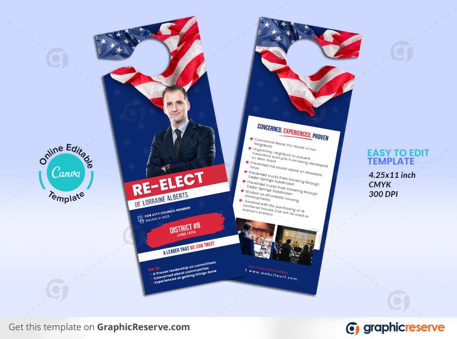 Political Re Election Door Hanger Design Canva template P1 1