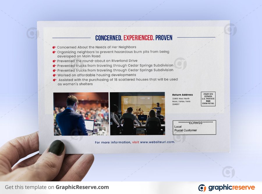 43850 Political Re Election Direct Mail EDDM Postcard Canva template P2