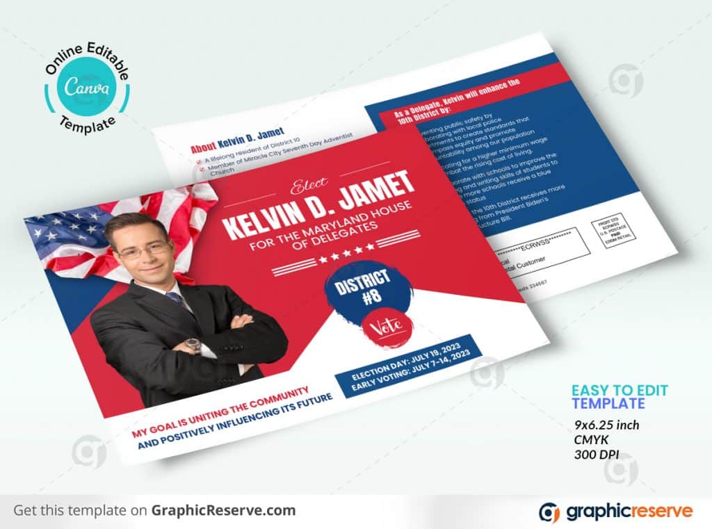 43960 Political Election Voting EDDM Mailer Postcard Canva template P1