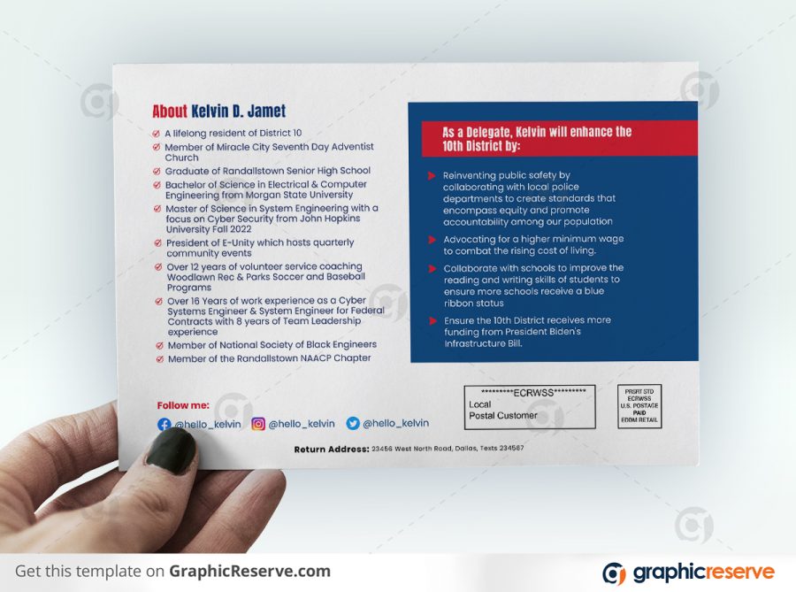 43960 Political Election Voting EDDM Mailer Postcard Canva template P2