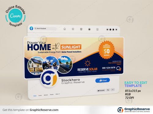 Solar Product Marketing Facebook Cover Design Canva template
