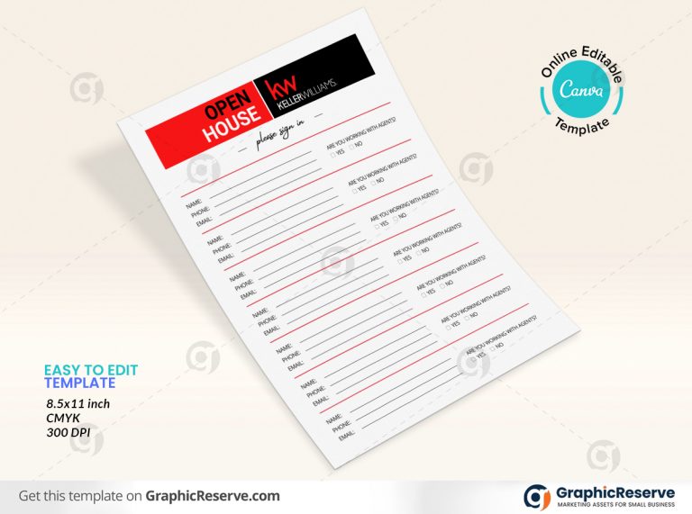 Remax Open House Sign-in Sheet (Canva template) - Graphic Reserve