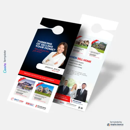 Just Sold Real Estate Door Hanger Template | Editable Canva Design for Realtors