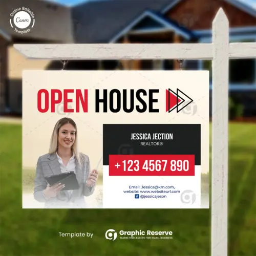 Modern Open House Yard Sign (Canva template)
