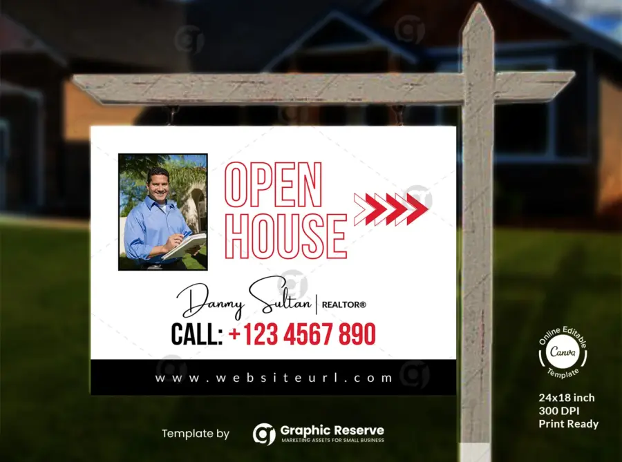 Bold Open House Yard Sign – Standout Canva Template for Real Estate - Image 2