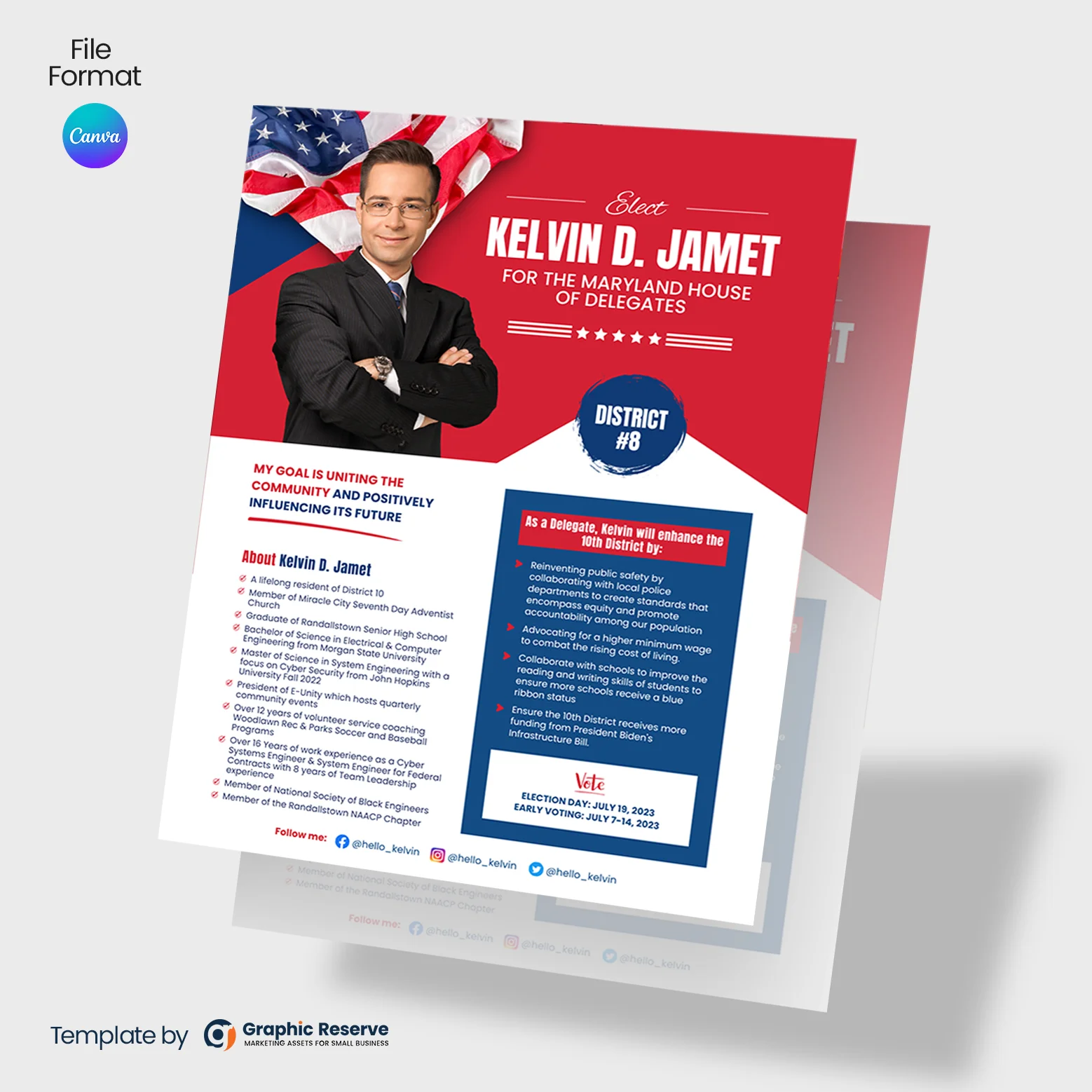 Political Election Voting Flyer Canva template