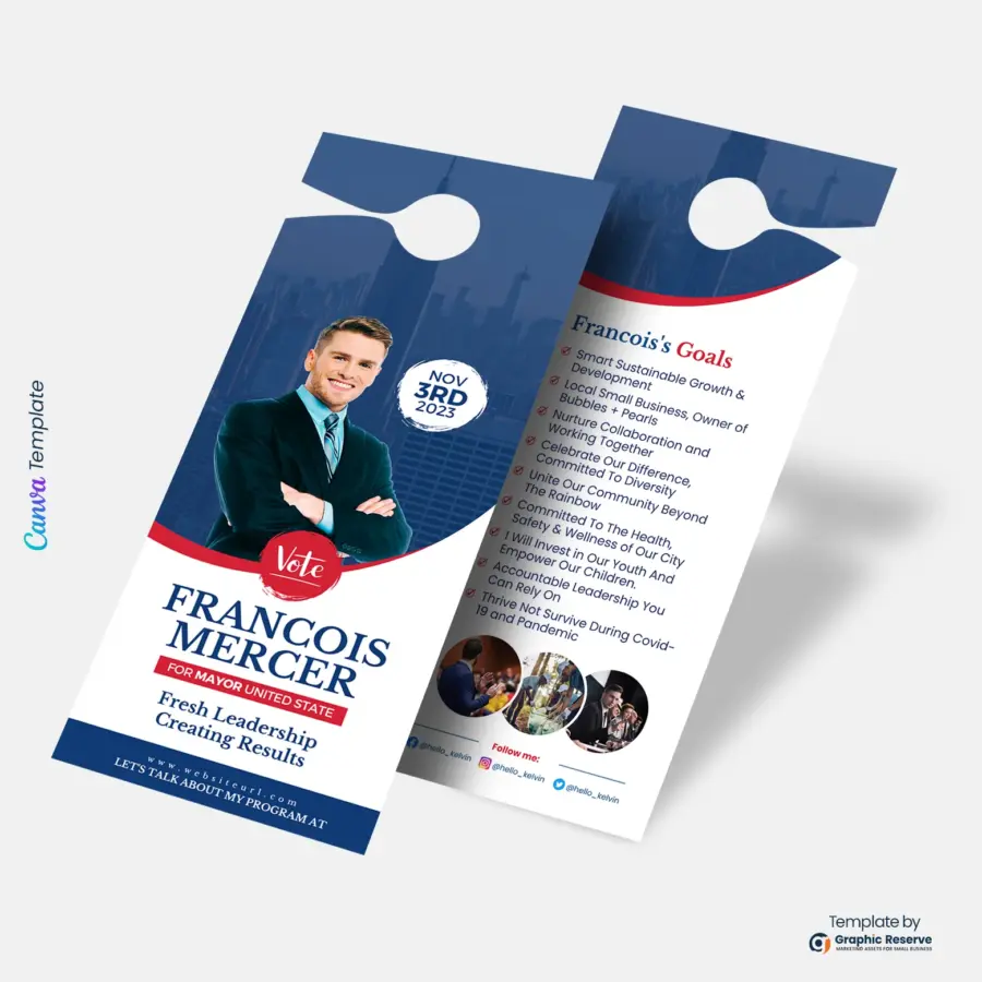 Political Candidate Door Hanger Design (Canva template)