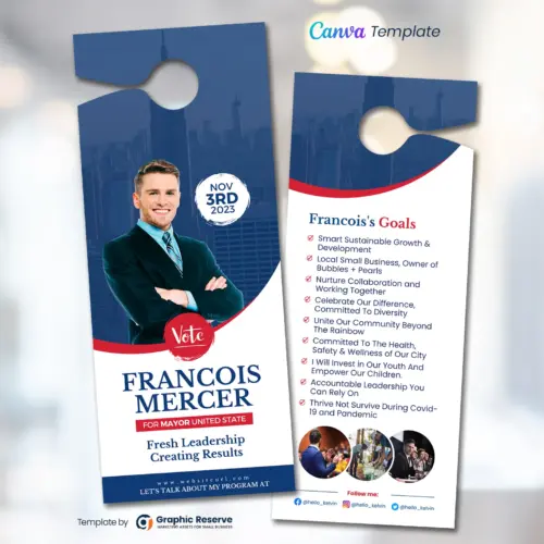 Political Candidate Door Hanger Design (Canva template)