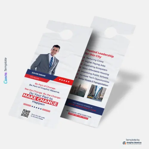 Political Election Campaign Door Hanger (Canva template)