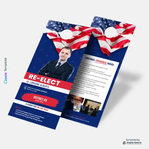Political Re-Election Door Hanger Design (Canva template)