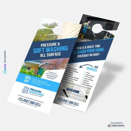 Pressure Washing Door Hanger Design Canva template