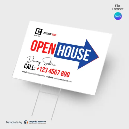 Real Estate Open House Directional Sign – Canva Customizable Design