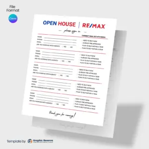 Remax Open House Sign-in Sheet (Canva template) – Canva template