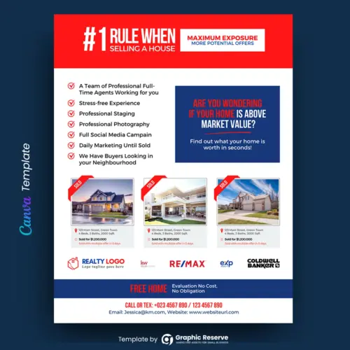 Selling A House Marketing Flyer Design for Real Estate Agents (Canva template)